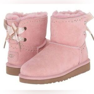 Ugg Dixi Flora Perf Blush Light Pink Bow 1010494 Kids Boot Size 4